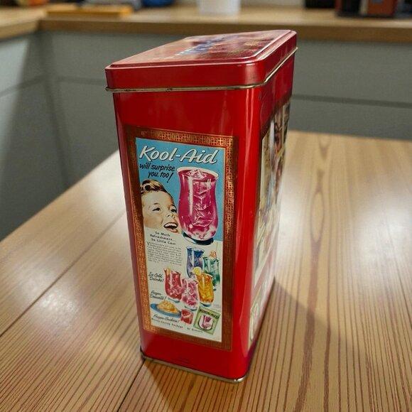 Vintage Kool-Aid Metal Tin Can Container Collectable Canister Empty - Picture 4 of 6